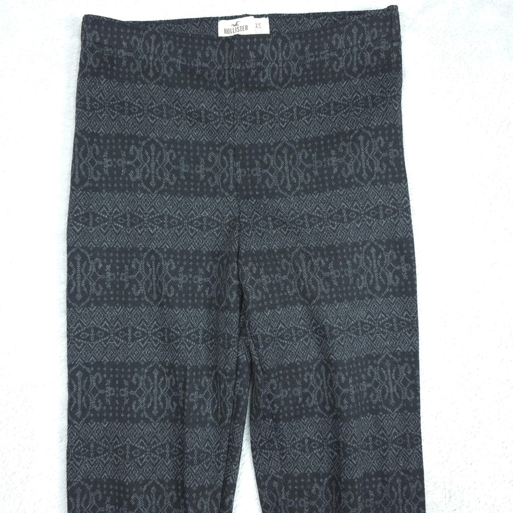 Hollister Leggings Womens XS Gray Jacquard Knit Ankle Stretch Geometric Casual